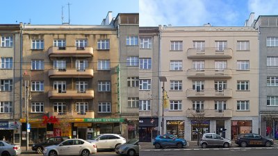 Budynek przy ul. Świętojańskiej 37 przed i po pracach remontowych dofinansowanych z budżetu Gminy Gdynia. Fot. mat. RMKZ
