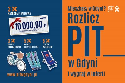 Grafika promująca loterię „Rozlicz PIT w Gdyni” (materiały prasowe)