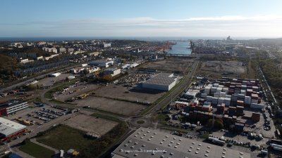 Zdjęcie lotnicze terenu Centrum Logistycznego Portu Gdynia