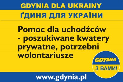 Żółto-niebieska plansza z napisami w języku polskim i ukraińskim