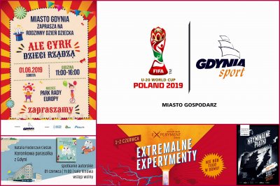 Jak spędzić weekend #wGdyni? - kolaż z plakatów weekendowych wydarzeń