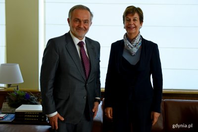 Na zdjęciu prezydent Gdyni Wojciech Szczurek i Daphne Bergsma, Ambasador Królestwa Niderlandów // fot. Paweł Kukla