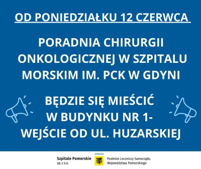 Od 12 czerwca poradnia mieści się w budynku nr 1 / mat. prasowe Szpitali Pomorskich