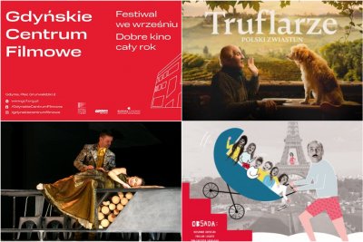 Weekend #wGdyni// collage z mat. pras. Gdyńskiego Centrum Filmowego, mat. dystrybutora, Magdalena Czernek, Gdyńskie Centrum Kultury