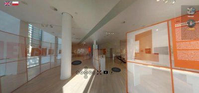 Zrzut ekranu ze strony www.kaniewski.wytworniafilmow360.pl, na której dostępny jest wirtualny spacer po wystawie 