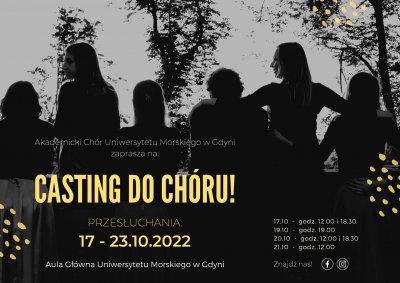 Grafika promująca casting do Akademickiego Chóru Uniwersytetu Morskiego // materiały prasowe 