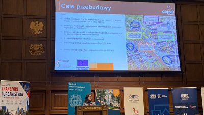 Gdynia na konferencji „Transport i Urbanistyka 2026” -prezentacja WI UM - przedstawia Alicja Pawłowska z Referatu Zarządzania Ruchem i Mobilnością, fot. Gdynia Mobilna