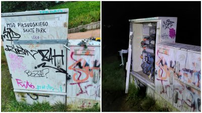 Uszkodzona w wyniku włamań szafka elektryczna w Parku Centralnym została ze względów bezpieczeństwa odłączona od zasilania (fot. ZDM)
