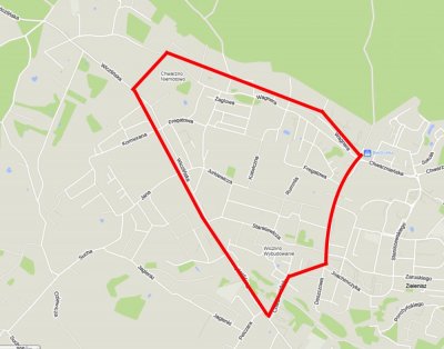 obszar Chwarzna - Wiczlina objęty działaniem projektu // źródlo:mapa googlego