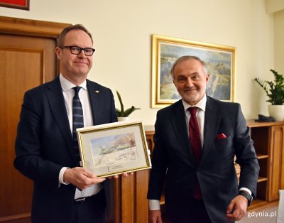 Ambasador Republiki Finlandii - Juha Tapio Ottman 26 lutego był gościem prezydenta Gdyni Wojciecha Szczurka // fot. Kamil Złoch