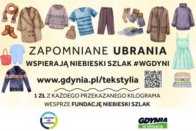 Grafika promująca akcję „Zapomniane ubrania wspierają #wGdyni” // materiały prasowe