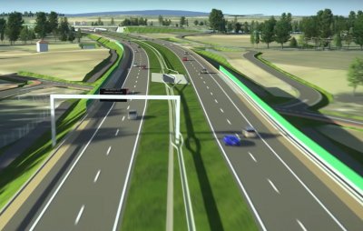 Trójwymiarowa wizualizacja z fragmentem Obwodnicy Metropolitalnej