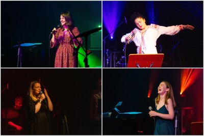 collage z 4 zdjęć śpiewających kobiet