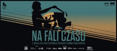 Plakat wystawy z okazji 50. FPFF „Na fali czasu” (grafika Oli Jasionowskiej)