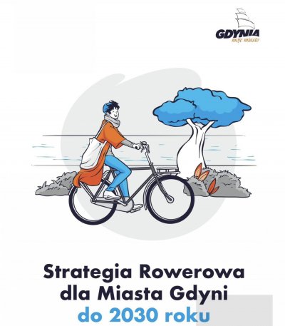 Strategia Rowerowa dla Miasta Gdyni do roku 2030, rowerzysta, grafika, mat. prasowe Gdynia Mobilna