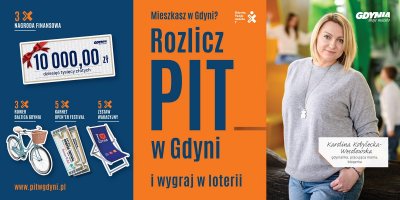 Grafika promująca 6. edycję loterii „Rozlicz PIT w Gdyni” // materiały prasowe