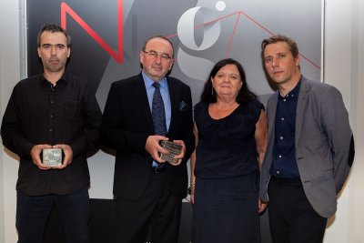 Laureaci NLG 2018; od lewej: Dominik Bielicki, Krzysztof Mrowcewicz, Sława Lisiecka, Paweł Sołtys/fot. Anna Rezulak 