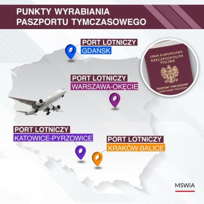 Nowe punkty wydawania paszportów tymczasowych będą działać na lotnisku w Gdańsku, Katowicach i Krakowie (fot. mat. prasowe MSWiA)