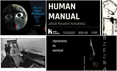 Kolaż zdjęć, od lewego górnego zgodnie z zegarem: Dzień Kreatywny na Halach Targowych; Human Manual - wernisaż Jakuba Ryszarda Koncewicza; Rzeźba - wernisaż Romana Tryczyńskiego; Orłowscy rybacy - Przegląd Filmów i Fotograffi Morskich (fot. Eugeniusz Nużyński). Źródło: materiały promocyjne organizatorów