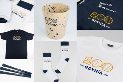 Gadżety z logo 100-lecia Gdyni (fot. Filip Miotk/MIT)