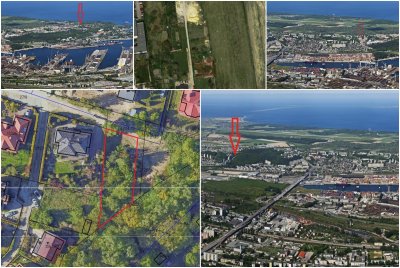 Kolaż pięciu zdjęć prezentujących działki na sprzedaż z investgdynia.pl