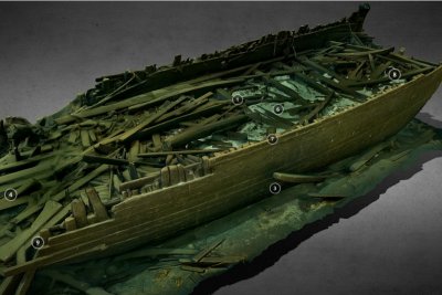 Model 3D zbożowca z XIX wieku, który spoczywa na dnie Bałtyku wykonany przez Bartka Pitalę ze stowarzyszenia „Baltictech” // źródło: Baltictech/Sketchfab.com