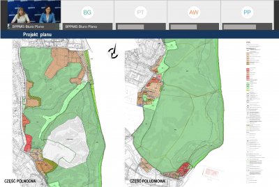 Tak wyglądała dyskusja publiczna on-line przedstawicieli Biura Planowania Przestrzennego Miasta Gdyni z mieszkańcami miasta na temat projektu planu zagospodarowania przestrzennego części dzielnic: Wzgórze Św. Maksymiliana, Redłowo i Orłowo w Gdyni, rejon rezerwatu przyrody „Kępa Redłowska” wraz z otoczeniem // materiały Biura Planowania Przestrzennego Miasta Gdyni