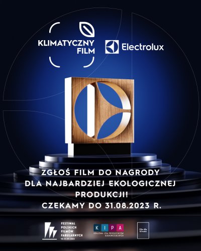 Plakat: „Klimatyczny Film” Electrolux. Zgłoś film do nagrody dla najbardziej ekologicznej produkcji. Czekamy do 31.08.2023 r.