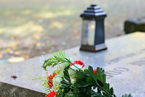 Znicz i kwiaty na Cmentarzy Wojskowym w Redłowie (fot. Magdalena Czernek)