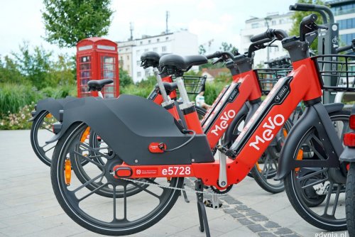 Rowery Mevo stojące na stacji w Parku Centralnym (fot. Magdalena Czernek) 