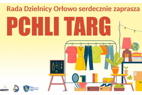 Plakat promujacy pchli targ w Orłowie. 