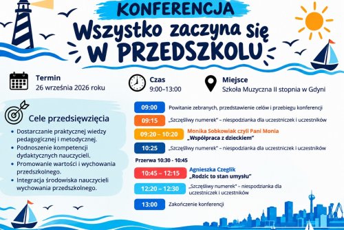 Konferencja „Wszystko zaczyna się w przedszkolu” odbędzie się 26 września w Szkole Muzycznej I i II stopnia im. Z. Noskowskiego (fot. materiały prasowe)
