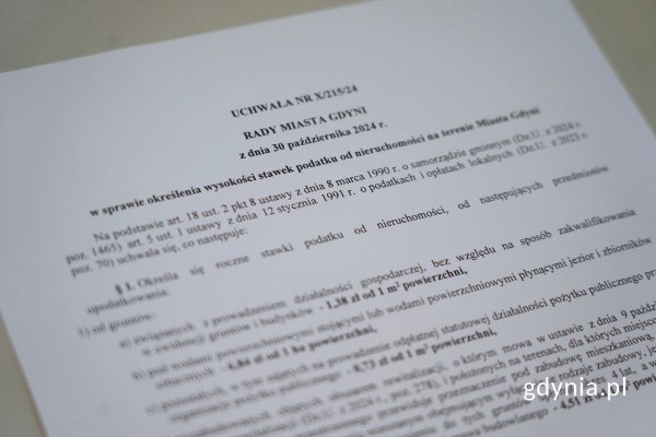 Stawki podatków i opłat w Gdyni w 2025 r.