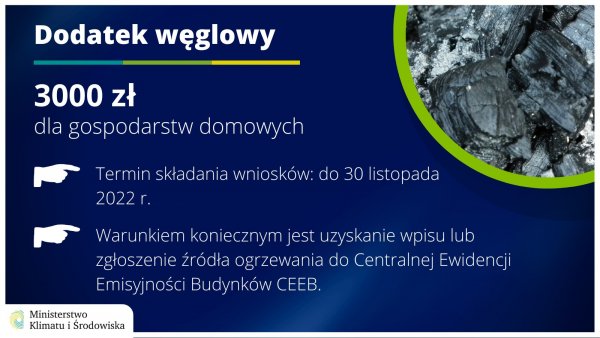 Wniosek o dodatek węglowy już dostępny