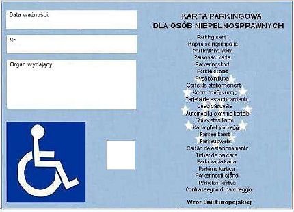 Karty parkingowe dla osób z  niepełnosprawnością