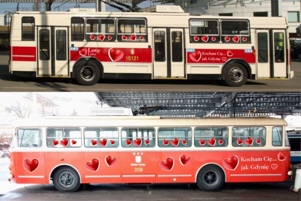 Walentynkowy trolejbus na ulicach Gdyni