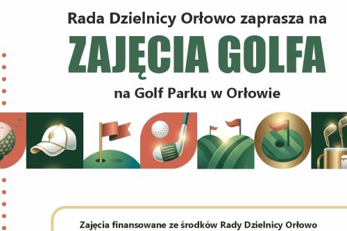 Zajęcia z golfa dla mieszkańców Orłowa - plakat.