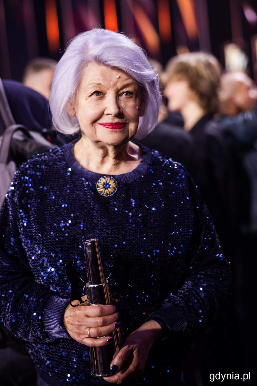 Ewa Braun z Platynowymi Lwami. Gala wręczenia nagród 50. Festiwalu Polskich Filmów Fabularnych w Gdyni w Teatrze Muzycznym (fot. Karol Stańczak)