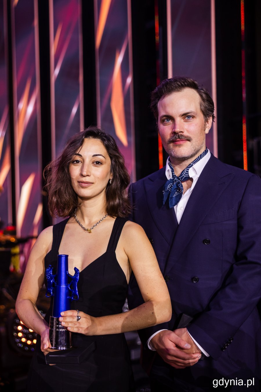 Helena Ganjalyan, Bartosz Szpak. Gala wręczenia nagród 50. Festiwalu Polskich Filmów Fabularnych w Gdyni w Teatrze Muzycznym (fot. Karol Stańczak)