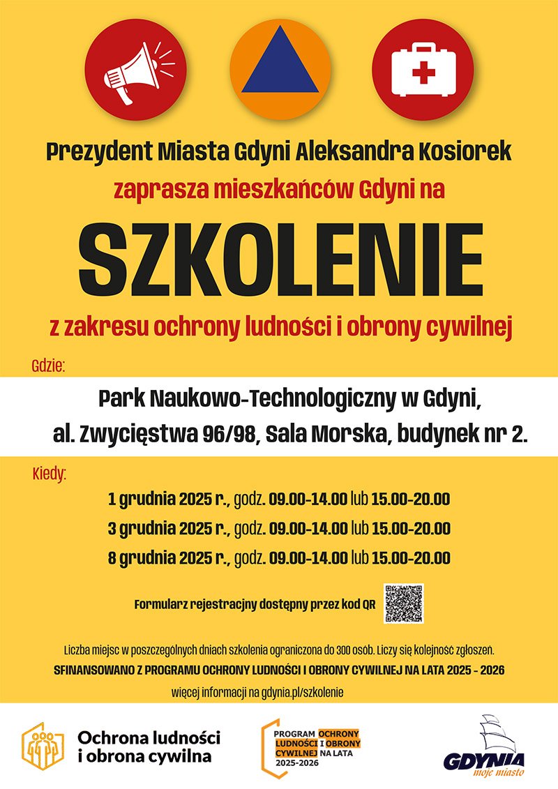 Szkolenia z zakresu ochrony ludności i obrony cywilnej - plakat
