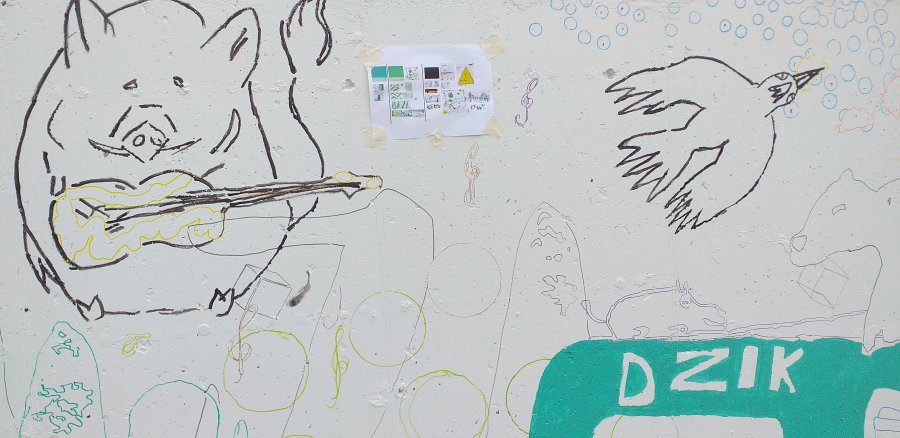Praca nad muralem na tyłach budynku Chwarznieńska 36 // mat. Laboratorium Innowacji Społecznych