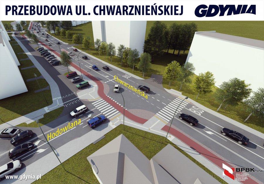 Wizualizacja skrzyżowania ulicy Chwarznieńskiej z ulicą Hodowlaną, fot. mat. inwestora