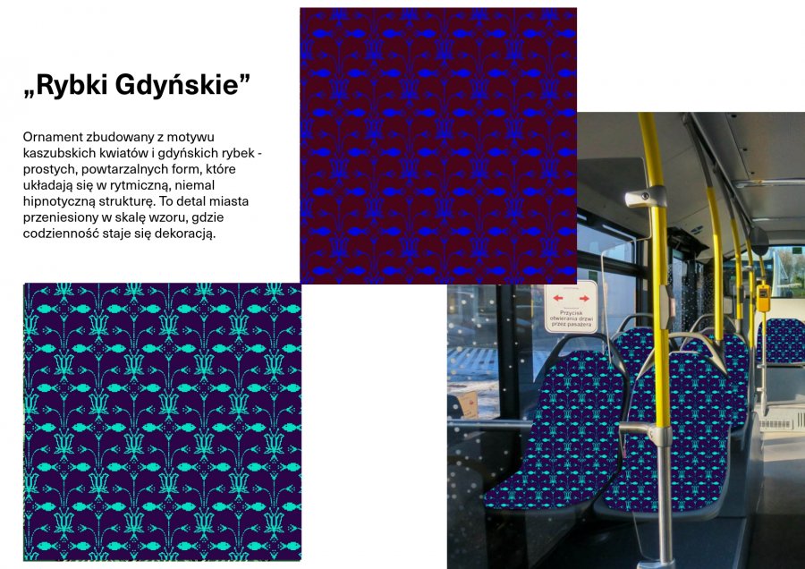 Projekty Karoliny Kurpiewskiej-Berendt zwyciężyły w konkursie na artystyczne projekty obić siedzisk i oparć w pojazdach komunikacji miejskiej w Gdyni 
