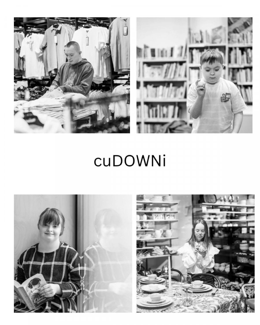 Czarno-białe fotografie osób z zespołem Downa