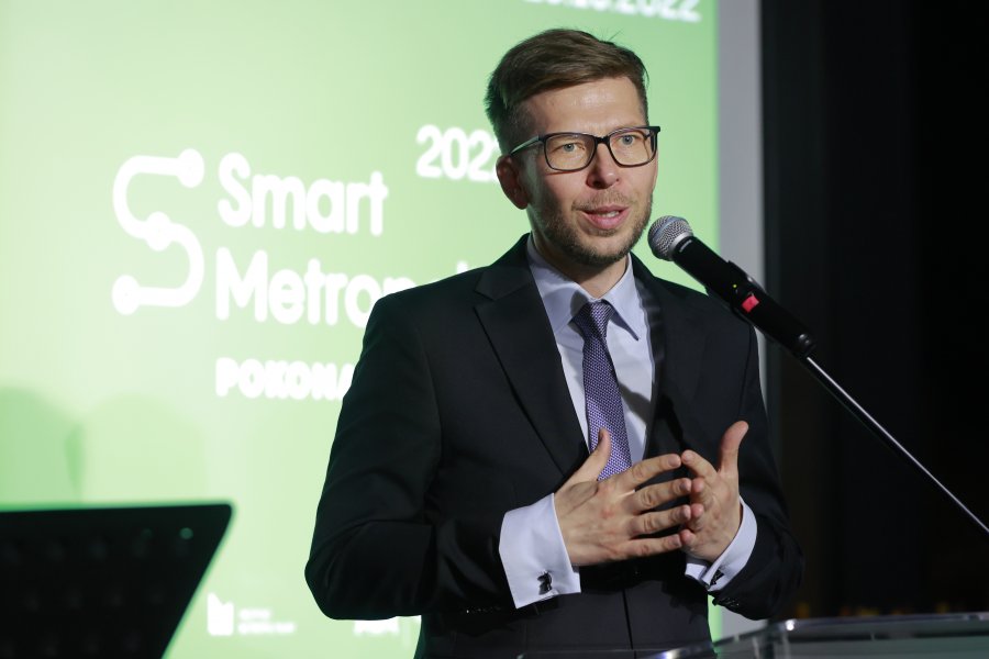 Michał Glaser -prezes zarządu OMGGS podczas gali wręczenia Nagrody Smart Metropolia im. Pawła Adamowicza // fot. Grzegorz Mehring 