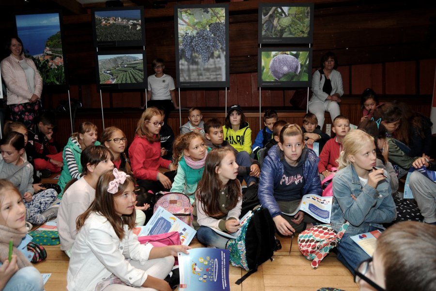 Wystawa „Exotic Taste of Europe” oraz grupa zwiedzających na pokładzie zabytkowego trójmasztowca Le Marité // fot. Jacek Litwin