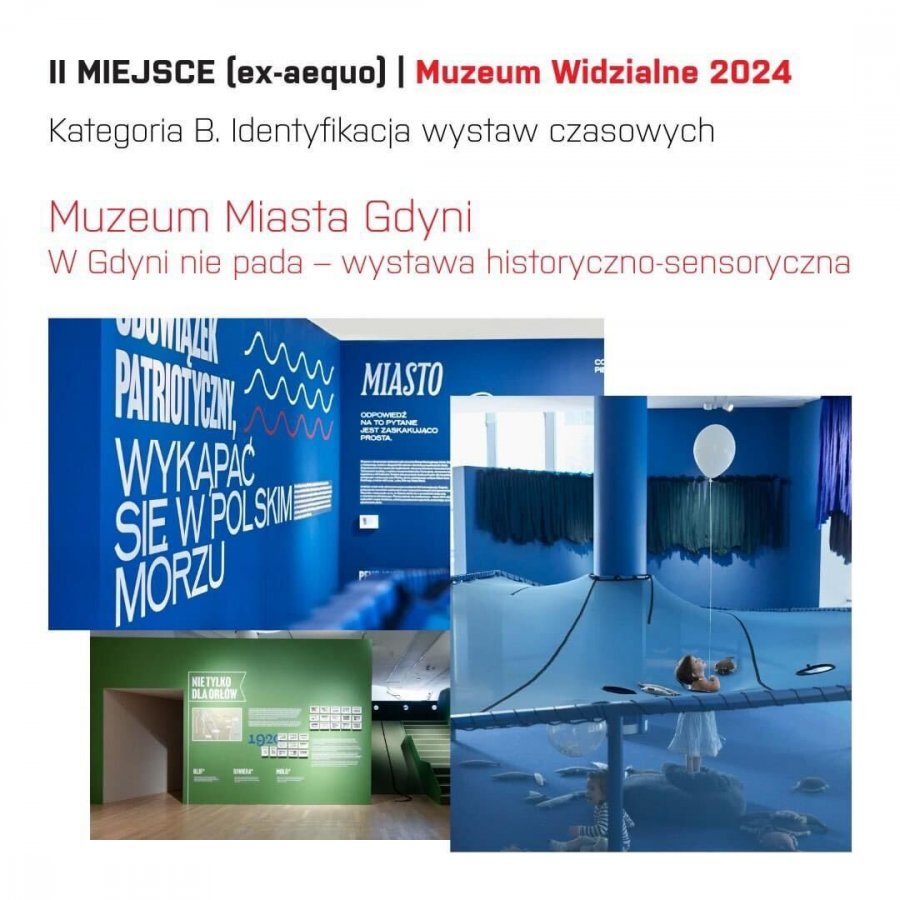 II miejsce  (ex aequo) za wystawę historyczno-sensoryczną „W Gdyni nie pada”