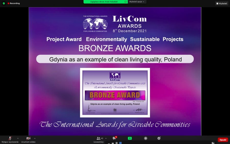 Gdynia zdobyła trzecie miejsce na świecie wśród projektów miejskich dotyczących zrównoważonego rozwoju // fot zrzut ekranu