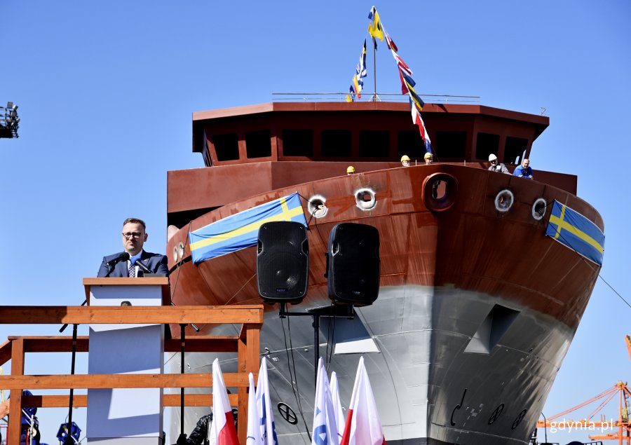 Uroczystość zakończenia kolejnego etapu budowy okrętu dla szwedzkiej marynarki wojennej, fot. Kamil Złoch
