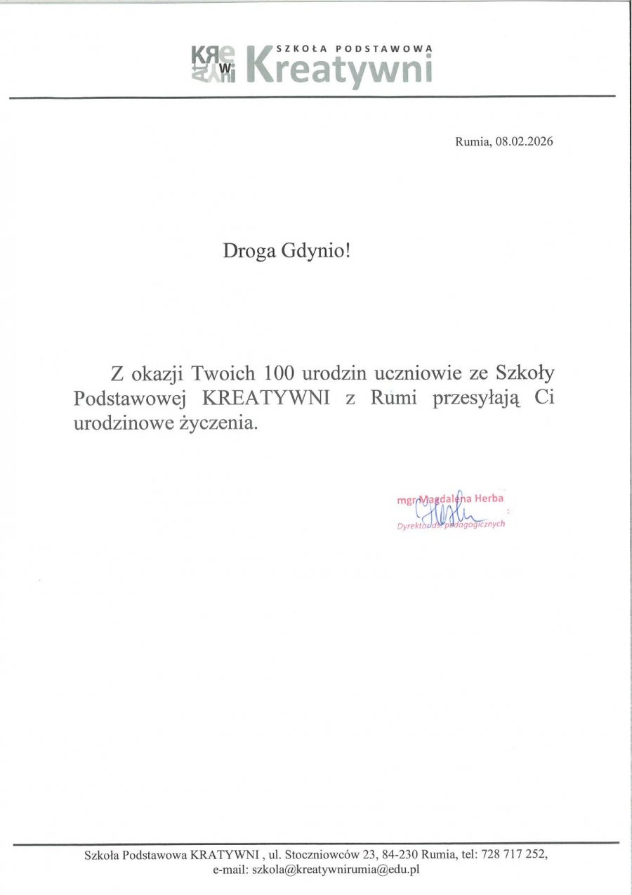  Kto złożył życzenia Gdyni?